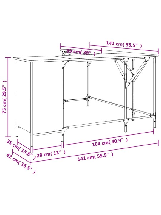 Kirjutuslaud, hall sonoma tamm, 141 x 141 x 75 cm, tehispuit