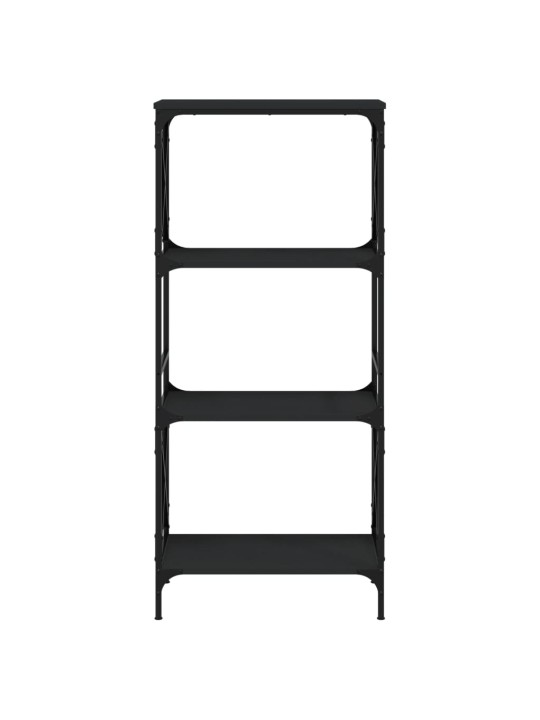 Raamaturiiul 4-korruseline, must, 59 x 35 x 132 cm, tehispuit