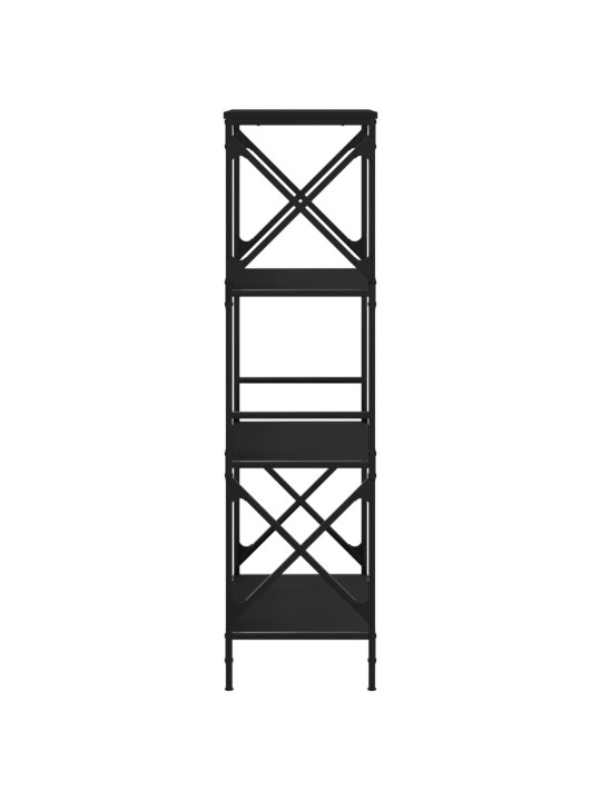 Raamaturiiul 4-korruseline, must, 59 x 35 x 132 cm, tehispuit