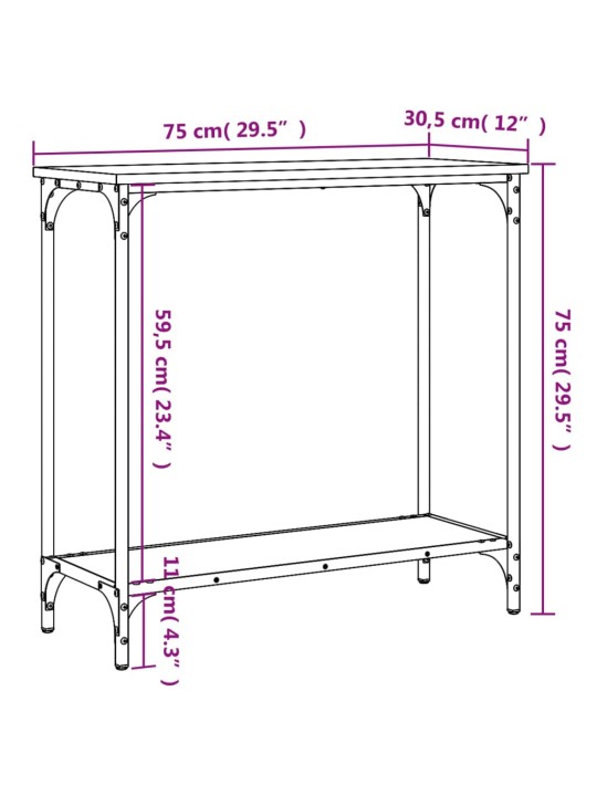 Konsoollaud, hall sonoma tamm, 75x30,5x75 cm, tehispuit