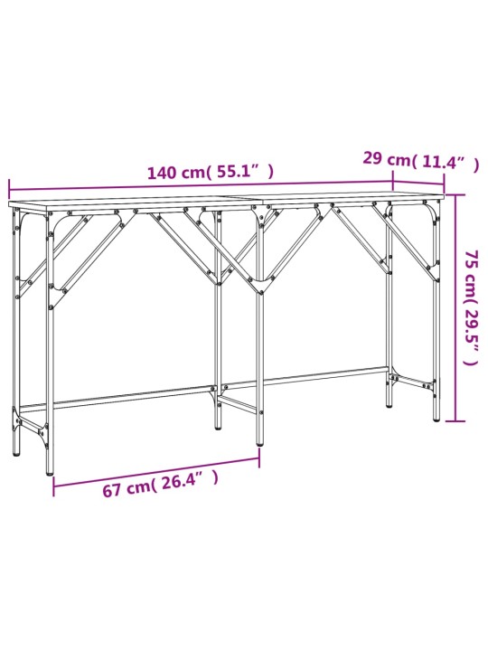 Konsoollaud, hall sonoma tamm, 140 x 29 x 75 cm, tehispuit