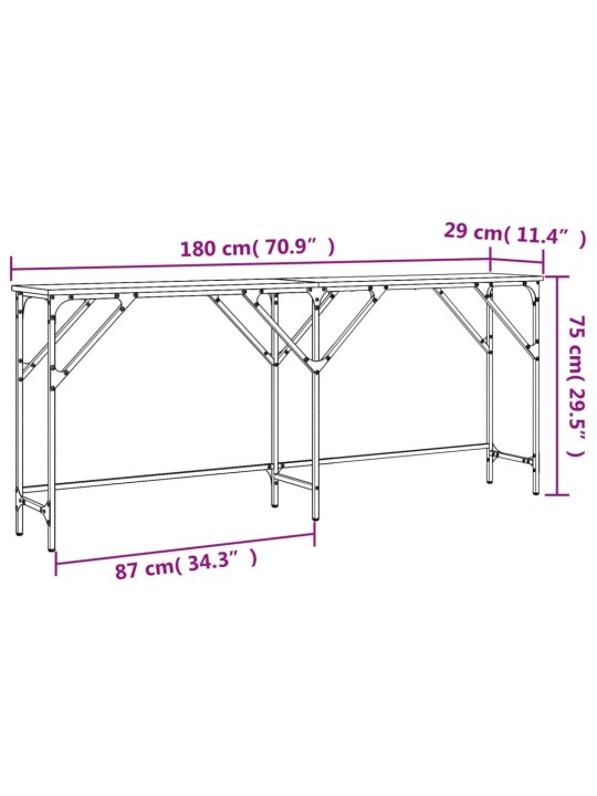 Konsoollaud, hall sonoma tamm, 180 x 29 x 75 cm, tehispuit