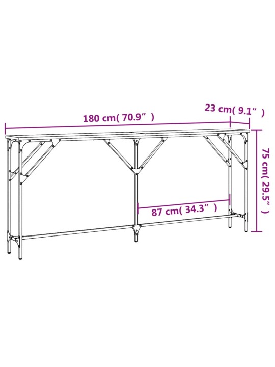 Konsoollaud, hall sonoma tamm, 180 x 23 x 75 cm, tehispuit