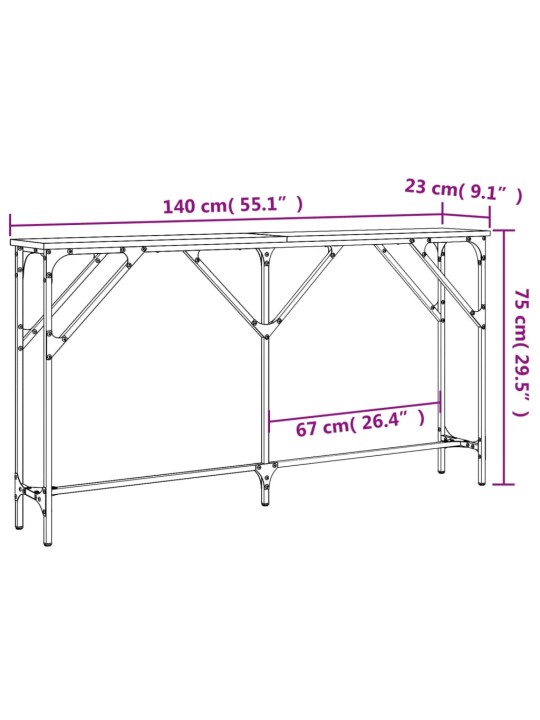 Konsoollaud, hall sonoma tamm, 140x23x75 cm, tehispuit