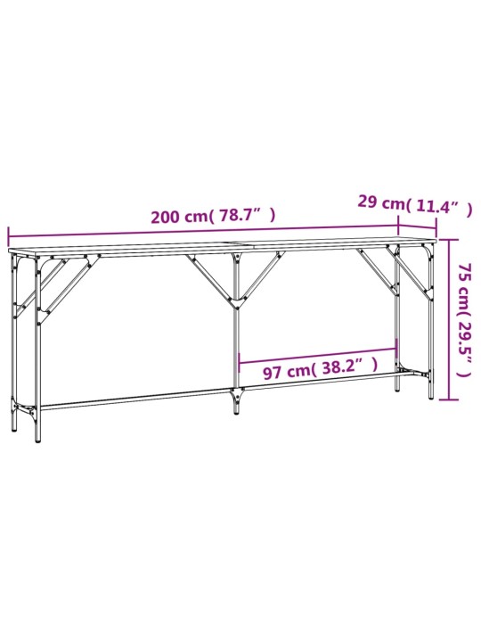 Konsoollaud, pruun tamm, 200x29x75 cm, tehispuit