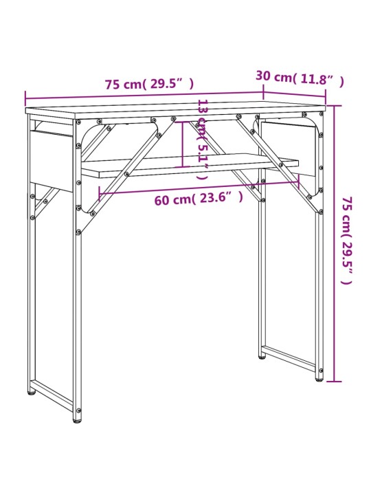 Riiulitega konsoollaud, must, 75 x 30 x 75 cm, tehispuit