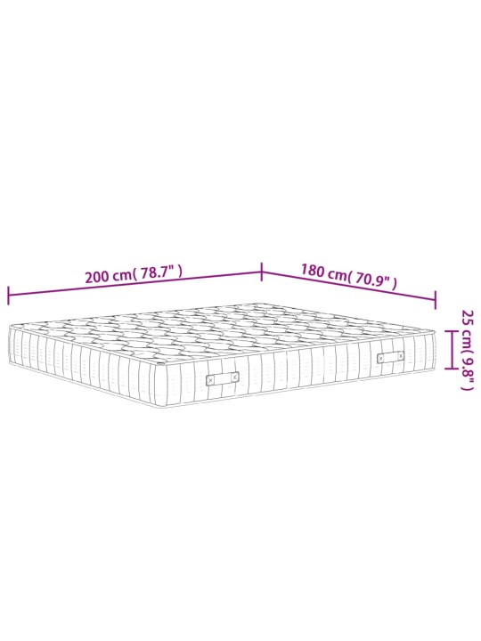 Vedrutaskutega madrats, keskmine kõvadus, 180 x 200 cm