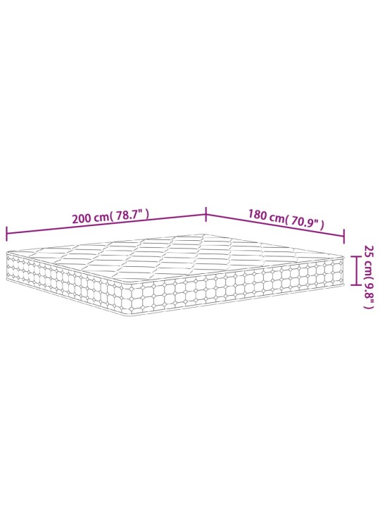 Vedrutaskutega madrats, keskmine kõvadus, 180 x 200 cm