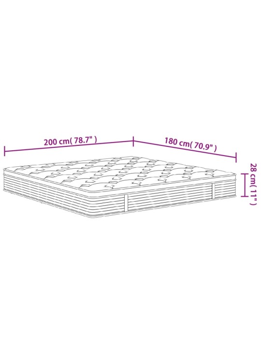 Vedrutaskutega madrats, keskmisest kõvem, 180 x 200 cm