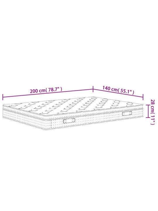 Vedrutaskutega madrats, keskmisest kõvem, 140 x 200 cm