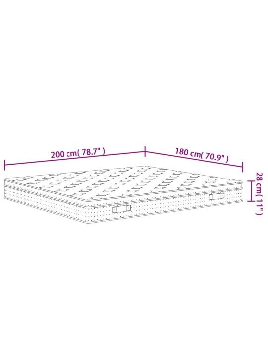 Vedrutaskutega madrats, keskmisest kõvem, 180 x 200 cm