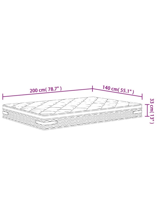 Vedrutaskutega madrats, keskmisest kõvem, 140 x 200 cm