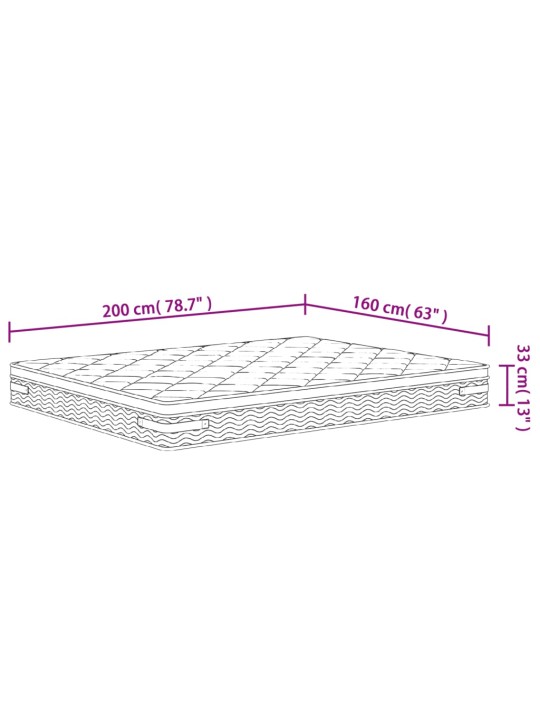 Vedrutaskutega madrats, keskmisest kõvem, 160 x 200 cm