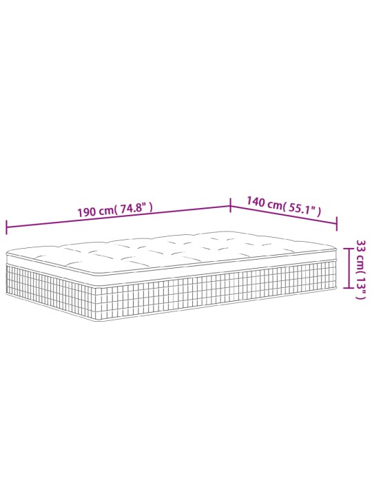 Vedrutaskutega madrats, keskmisest kõvem, 140x190 cm