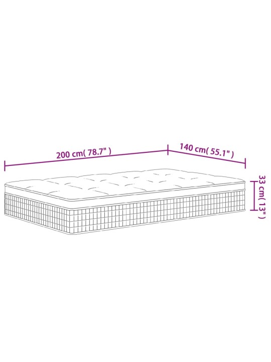Vedrutaskutega madrats, keskmisest kõvem, 140 x 200 cm