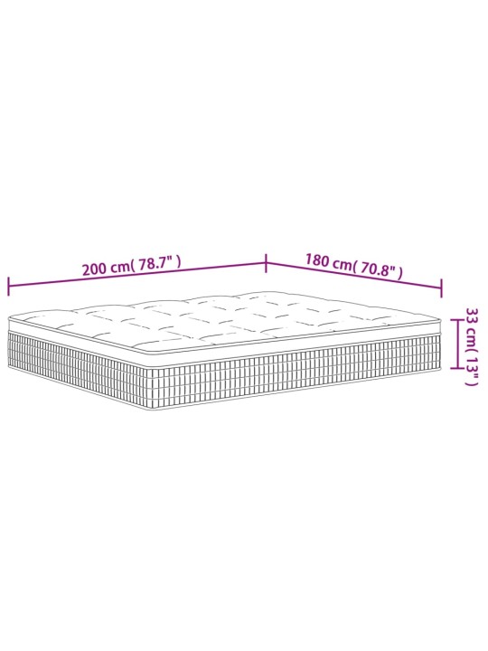 Vedrutaskutega madrats, keskmisest kõvem, 180 x 200 cm