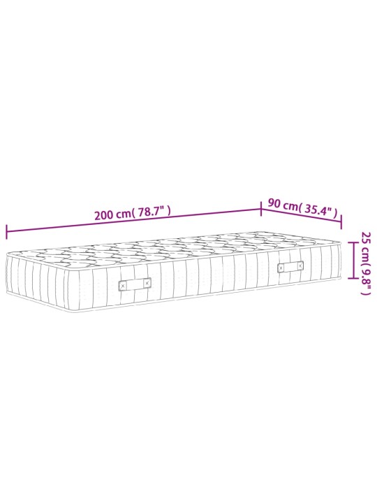 Vedrutaskutega madrats, keskmine kõvadus, 90 x 200 cm