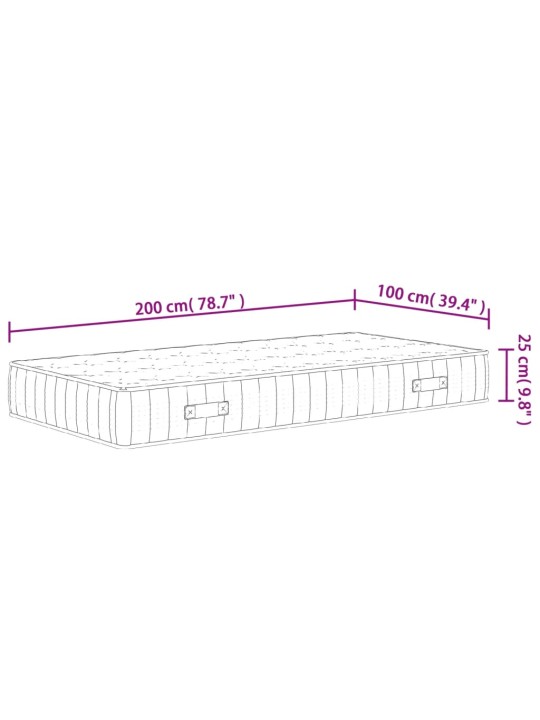 Vedrutaskutega madrats, keskmine kõvadus, 100 x 200 cm