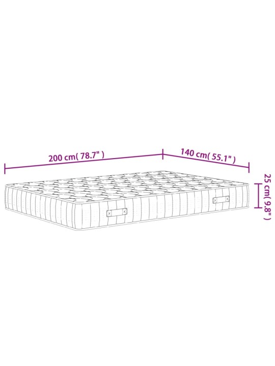 Vedrutaskutega madrats, keskmine kõvadus, 140 x 200 cm