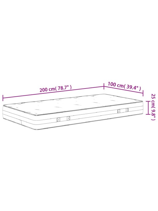 Vedrutaskutega madrats, keskmine kõvadus, 100 x 200 cm