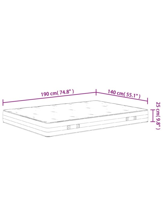 Vedrutaskutega madrats, keskmine kõvadus, 140 x 190 cm