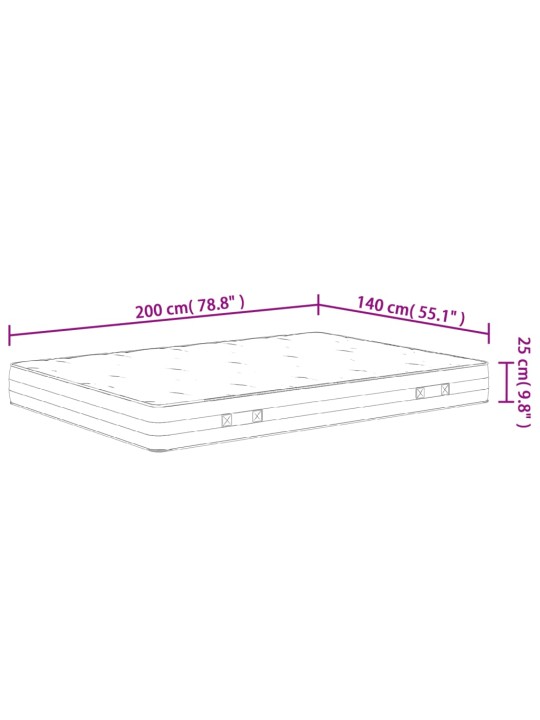 Vedrutaskutega madrats, keskmine kõvadus, 140 x 200 cm
