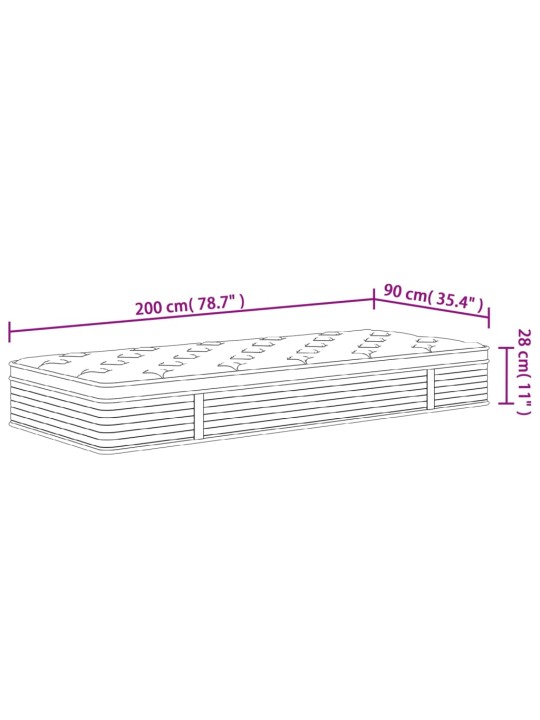 Vedrutaskutega madrats, keskmisest kõvem, 90 x 200 cm