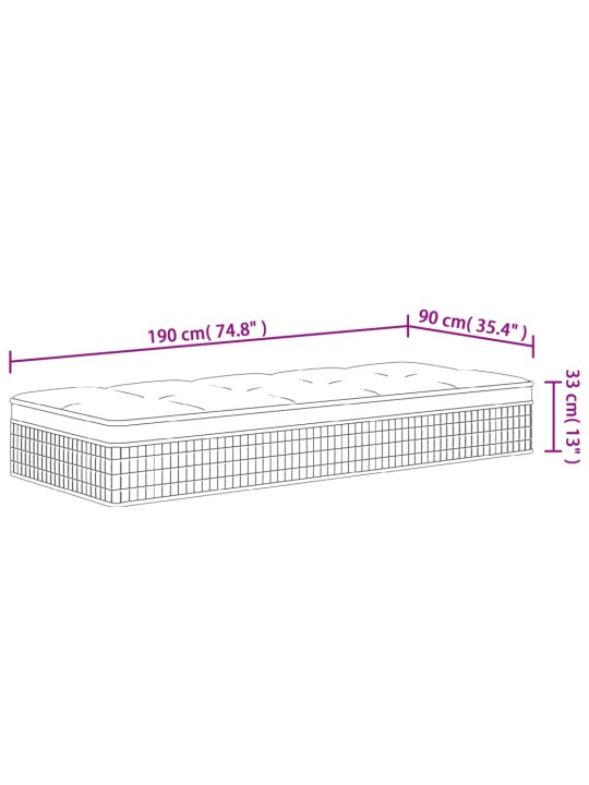 Vedrutaskutega madrats, keskmisest kõvem, 90 x 190 cm