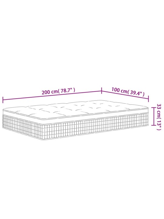 Vedrutaskutega madrats, keskmisest kõvem, 100 x 200 cm