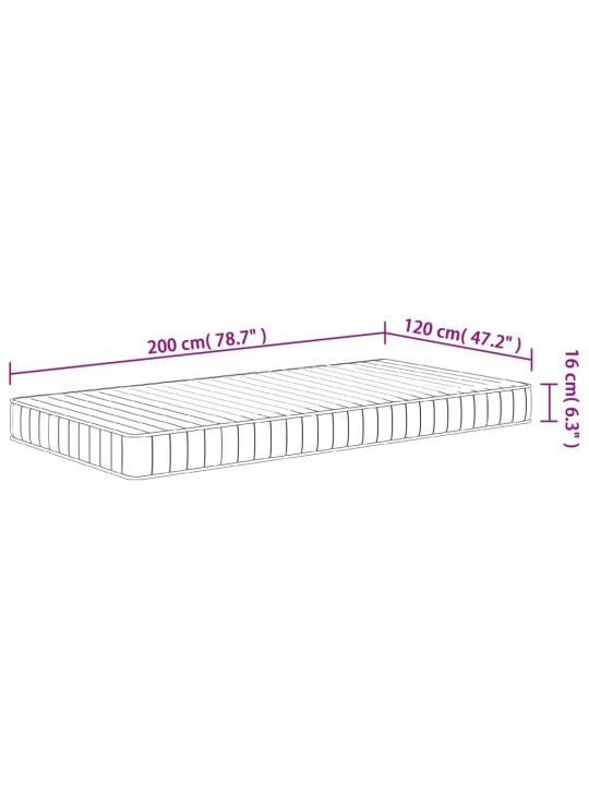 Vahtmadrats, keskmiselt pehme, 120 x 200 cm