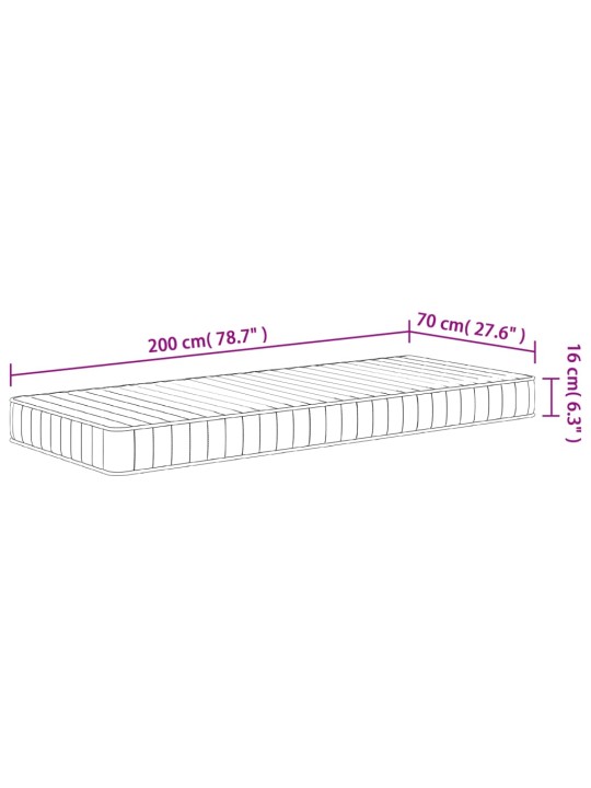 Vahtmadrats, keskmiselt pehme, 70x200 cm