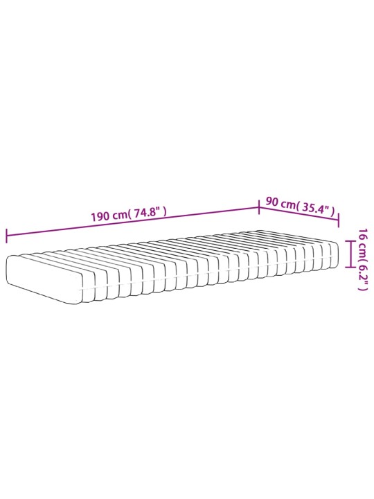 Vahtmadrats, keskmiselt pehme, 90 x 190 cm