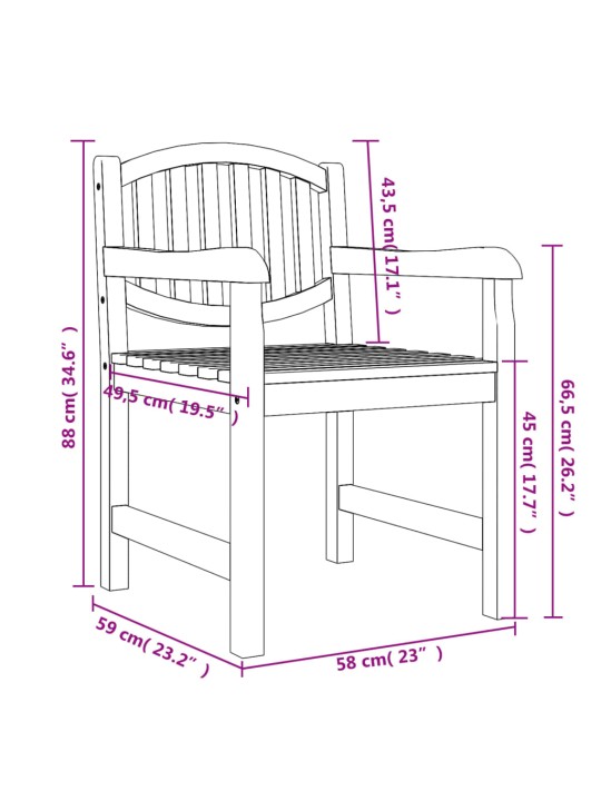 Aiatoolid 4 tk, 58 x 59 x 88 cm, tiikpuu