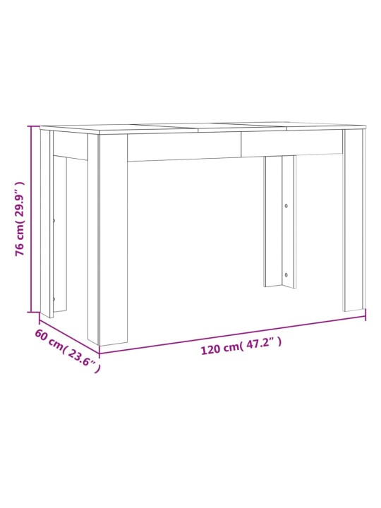 Söögilaud, hall sonoma tamm, 120 x 60 x 76 cm, tehispuit