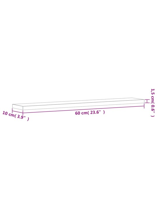 Seinariiulid 4 tk, suitsutatud tamm, 60x10x1,5 cm, tehispuit