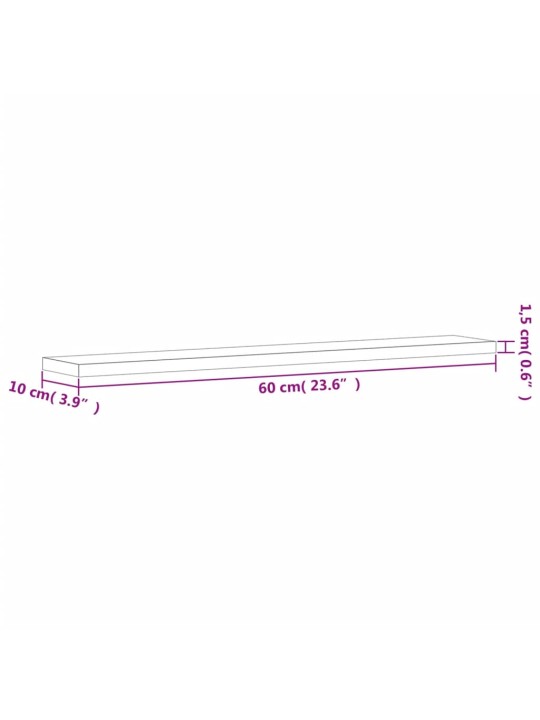 Seinariiulid 4 tk, hall sonoma tamm, 60x10x1,5 cm, tehispuit