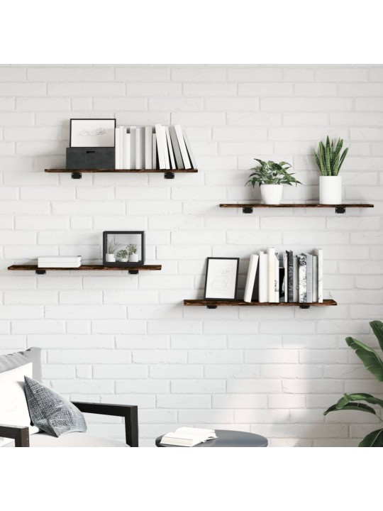 Seinariiulid 4 tk, suitsutatud tamm, 80x20x1,5 cm, tehispuit