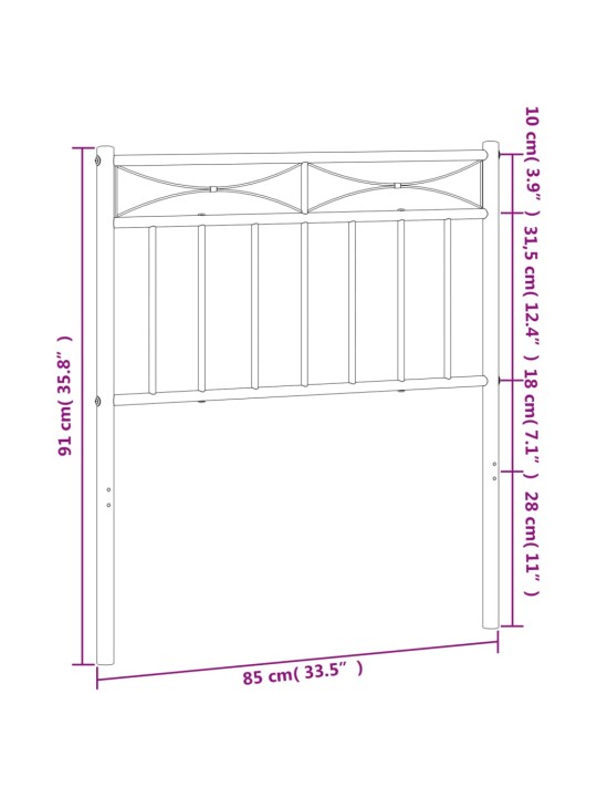 Metallist voodipeats, must, 80 cm