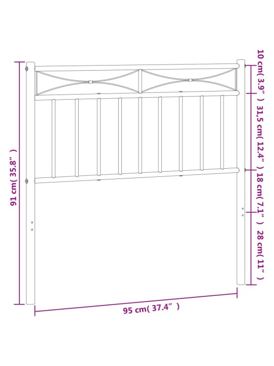 Metallist voodipeats, must, 90 cm