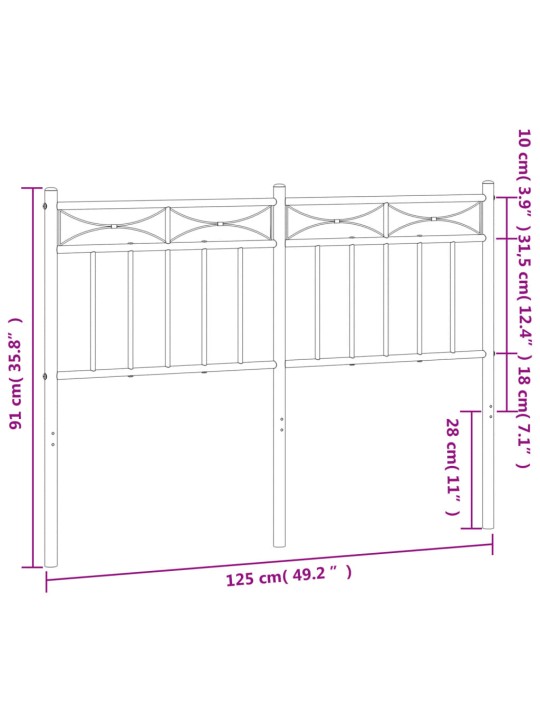 Metallist voodipeats, must, 120 cm