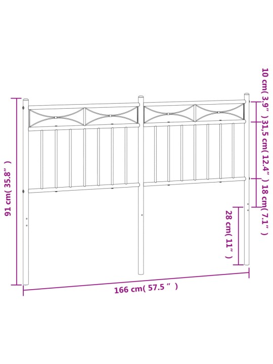 Metallist voodipeats, must, 160 cm