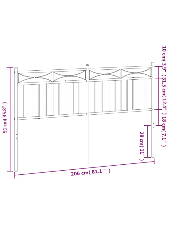 Metallist voodipeats, must, 200 cm