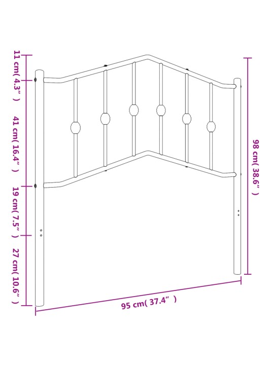 Metallist voodipeats, must, 90 cm