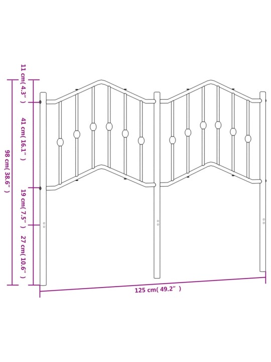 Metallist voodipeats, must, 120 cm