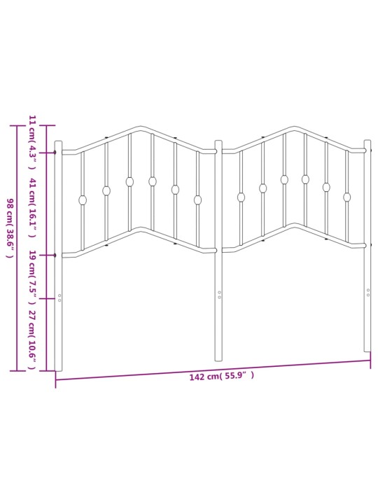 Metallist voodipeats, must, 135 cm