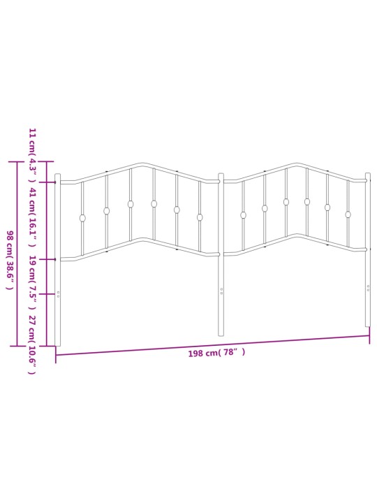 Metallist voodipeats, must, 193 cm