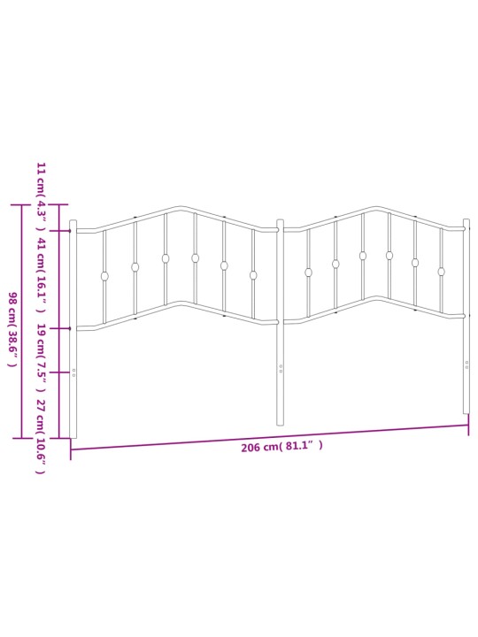 Metallist voodipeats, must, 200 cm