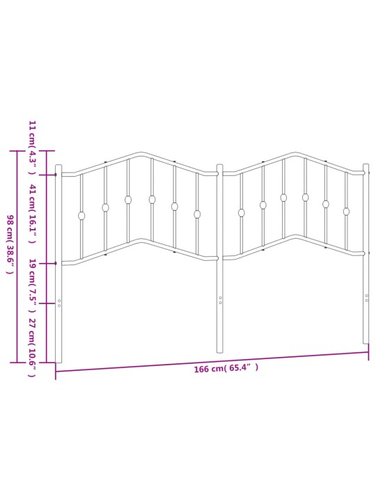 Metallist voodipeats, valge, 160 cm