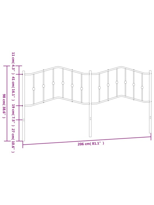 Metallist voodipeats, valge, 200 cm