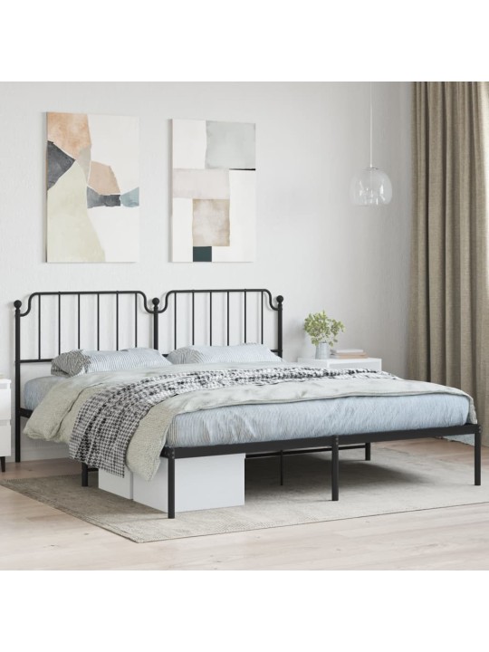 Metallist voodiraam peatsiga, must, 180 x 200 cm